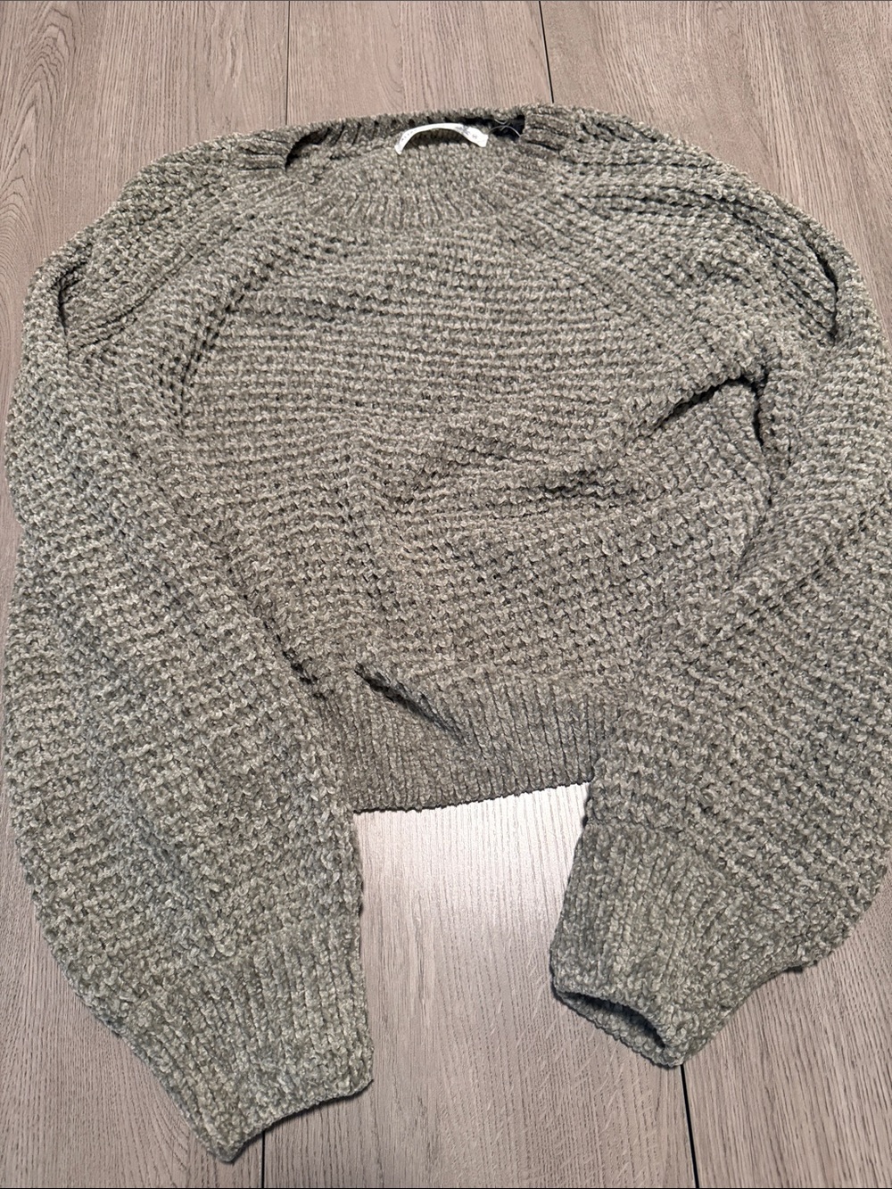 Altar'd State Textured Crewneck Sweater - Olive Green